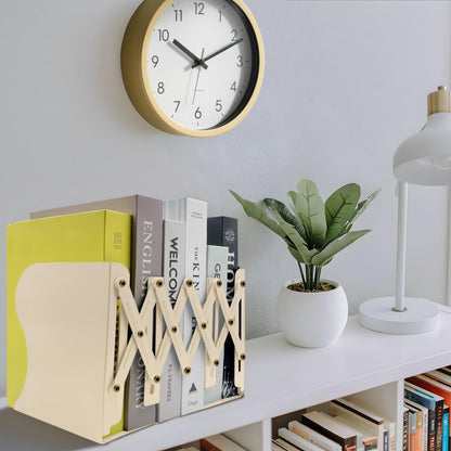 Adjustable Bookends Non Skid Decorative Bookends,Metal Bookend for Heavy Books,Bookshelf Organizer Holder for Books and Magazines for Desk(Black)