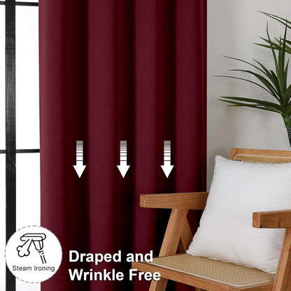 Simplebrand Ava Sage Green Blackout Curtains for Bedroom 63 Inch Length 2 Panels Set, Solid Thermal Insulated Energy Saving Rod Pocket Window Treatment Curtains Blackout Drapes, W40 x L63 Inch, Sage - Colors A
