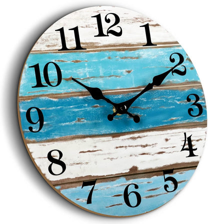 CHYLIN Wall Clock, Silent Non Ticking Battery Operated, Rustic Coastal Country Clock Decorative for Bathroom Kitchen Bedroom 8