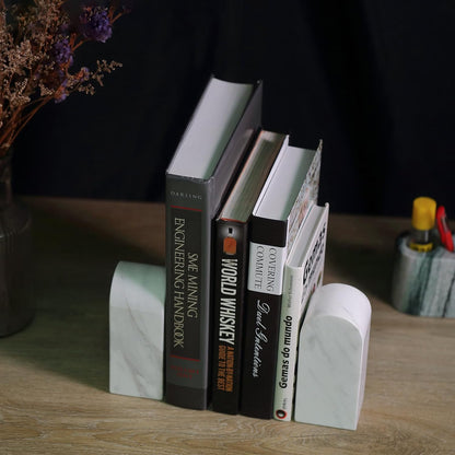 Koville African Natural Marble Bookends for Shelves, Non-Slip Book Ends, 13LBS Ultra Heavy Duty Marble Book Holder Organizer, Apartment Decor for Movies/CD/Video Games(Namib Fantasy)