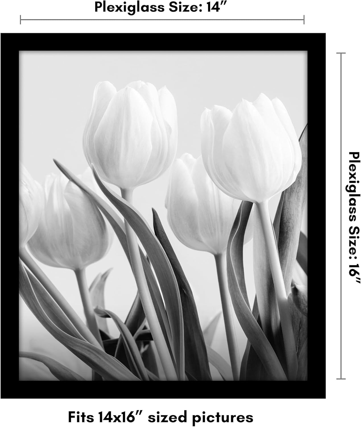 Americanflat 16x20 Picture Frame with Polished Plexiglass - Black Picture Frame - Wide Photo Frames Made of Engineered Wood for Vertical or Horizontal Wall Display - Epic Collection - Black - Colors A