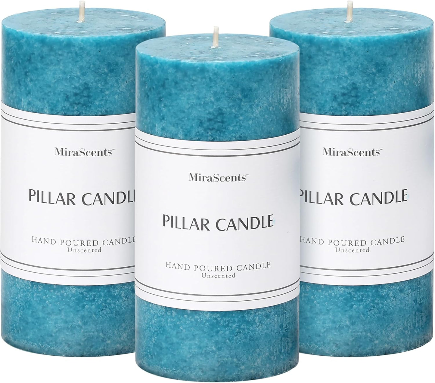 3x4 inch Green Pillar Candles Set of 3, Unscented Pillar Candle, Dripless and Smokeless Large Candles, Candle for Home Decor, Dinner Table,Weddings, Holidays