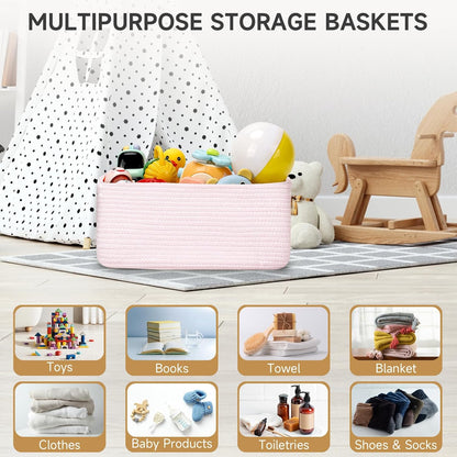3-Pack Small Storage Baskets for Organizing | Woven Shelf Toy Basket | Rope Baskets for Gifts Empty | Closet Organizer Bins with Handles | Cube Decorative Box | 11.8×7.8×5.1” | Mixed brown