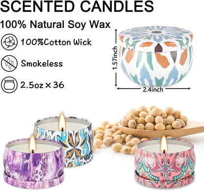 Howemon 24 Pack Scented Candles Set for Home, Relaxing Stress Relief, Aromatherapy - Natural Soy Wax and Fragrance - Gifts for Women, Mom, Best Friend, Wife, Birthday
