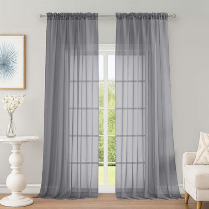 OWENIE Sheer Curtains 84 inches Long 2 Panels Set for Living Room/Bedroom, Rod Pocket Voile Sheer Panel Drapes, White, 2pcs, Each 42" W x 84" L - Colors A
