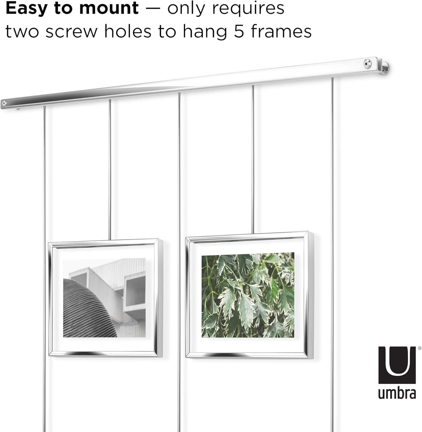 Umbra Exhibit Picture Frame Gallery Set, Adjustable Wall Collage Displays Nine Photos (Four 5x7" and Five 8x10"), Set of 9, Black