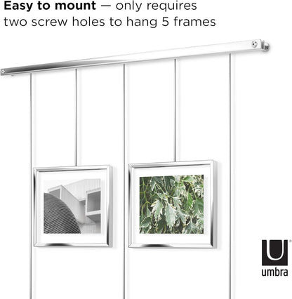 Umbra Exhibit Picture Frame Gallery Set, Adjustable Wall Collage Displays Nine Photos (Four 5x7" and Five 8x10"), Set of 9, Black