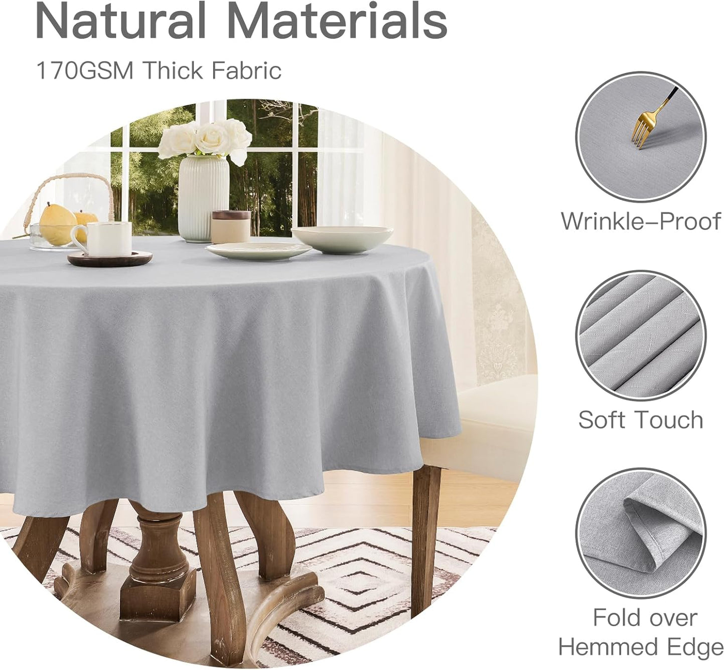 Veblandy Rectangle Tablecloth Waterproof Linen Textured Table Cloth Stain and Wrinkle Resistant Washable, Decorative Fabric Table Cover for Dining, Party and Camping (Sage Green, 52 * 70)