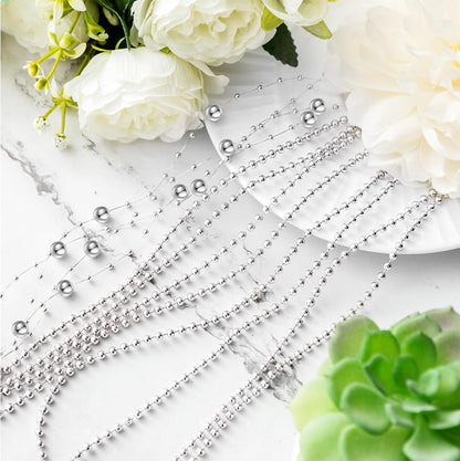 Bonuci 3 Rolls 66 Feet Pearls String Garland Faux Pearl Garland Spool Roll Strand Decoration Artificial Beads Chain Trim for Wedding Party Crafting Wedding Mother's Day Flower Decor(Ivory,4mm)