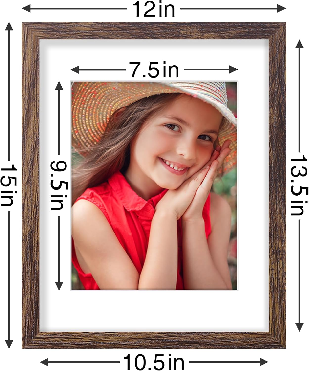 Vittanly 8x10 Picture Frames Set of 9, Shatter Resistant Plexiglass, Display 5x7 Pictures with Mat or 8x10 without Mat, Photo Frames for Wall or Tabletop, Engineered Wood, Black - Colors A