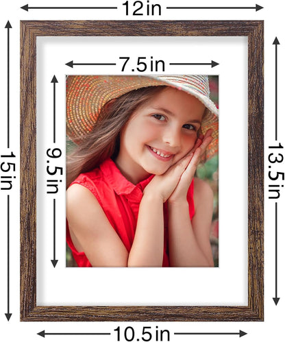 Vittanly 8x10 Picture Frames Set of 9, Shatter Resistant Plexiglass, Display 5x7 Pictures with Mat or 8x10 without Mat, Photo Frames for Wall or Tabletop, Engineered Wood, Black - Colors A