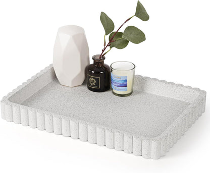 Concrete Decorative Tray for Coffee Table Decor, 14" Coffee Table Tray Ottoman Tray Table Centerpieces, Rectangular Modern Decorative Trays for Home Decor, Living Room, Entry, Black