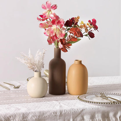 Modern Ceramic Vase Set of 5, Vases Home Decor Rustic Farmhouse Decorative Vase Pottery Vases for Bouquet Pampas Grass Dried Fresh Flowers, Table Living Room Kitchen Bedroom