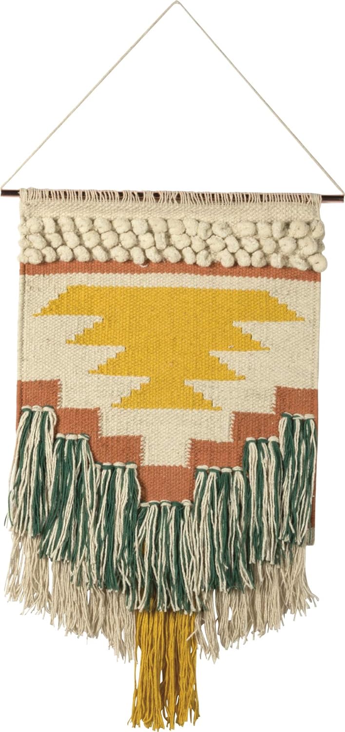 Primitives by Kathy Gypsy Hand Woven Wall Hanging, 14" x 25", Yellow/Green, 8541857714