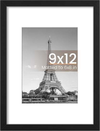 upsimples 8x10 Picture Frame, Display Pictures 5x7 with Mat or 8x10 Without Mat, Wall Hanging Photo Frame, Black, 1 Pack - Colors B