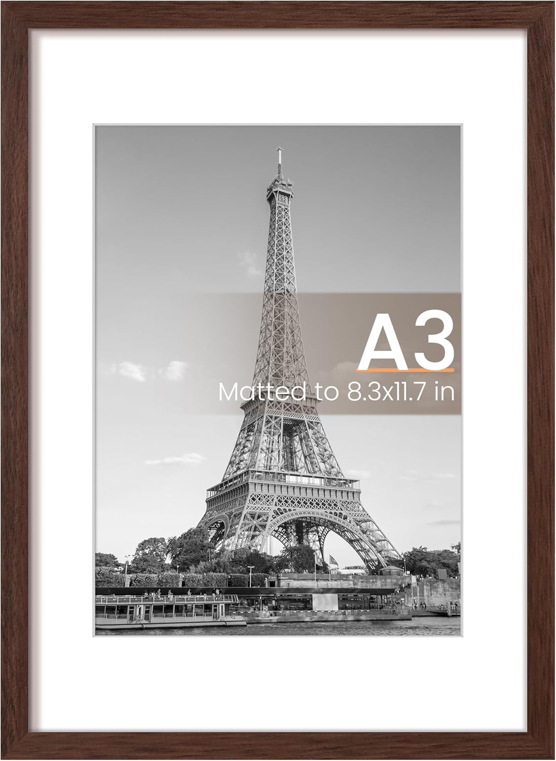 upsimples 8x10 Picture Frame, Display Pictures 5x7 with Mat or 8x10 Without Mat, Wall Hanging Photo Frame, Black, 1 Pack - Colors B