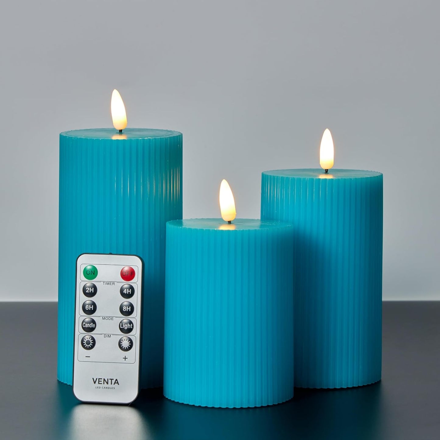 VENTA Set of 3 Warm Ivory Pillar Candles | Real Wax Battery Operated Candles with Flickering Flame | Timeless Year-Round Decor for Weddings, Mantels & Centerpieces