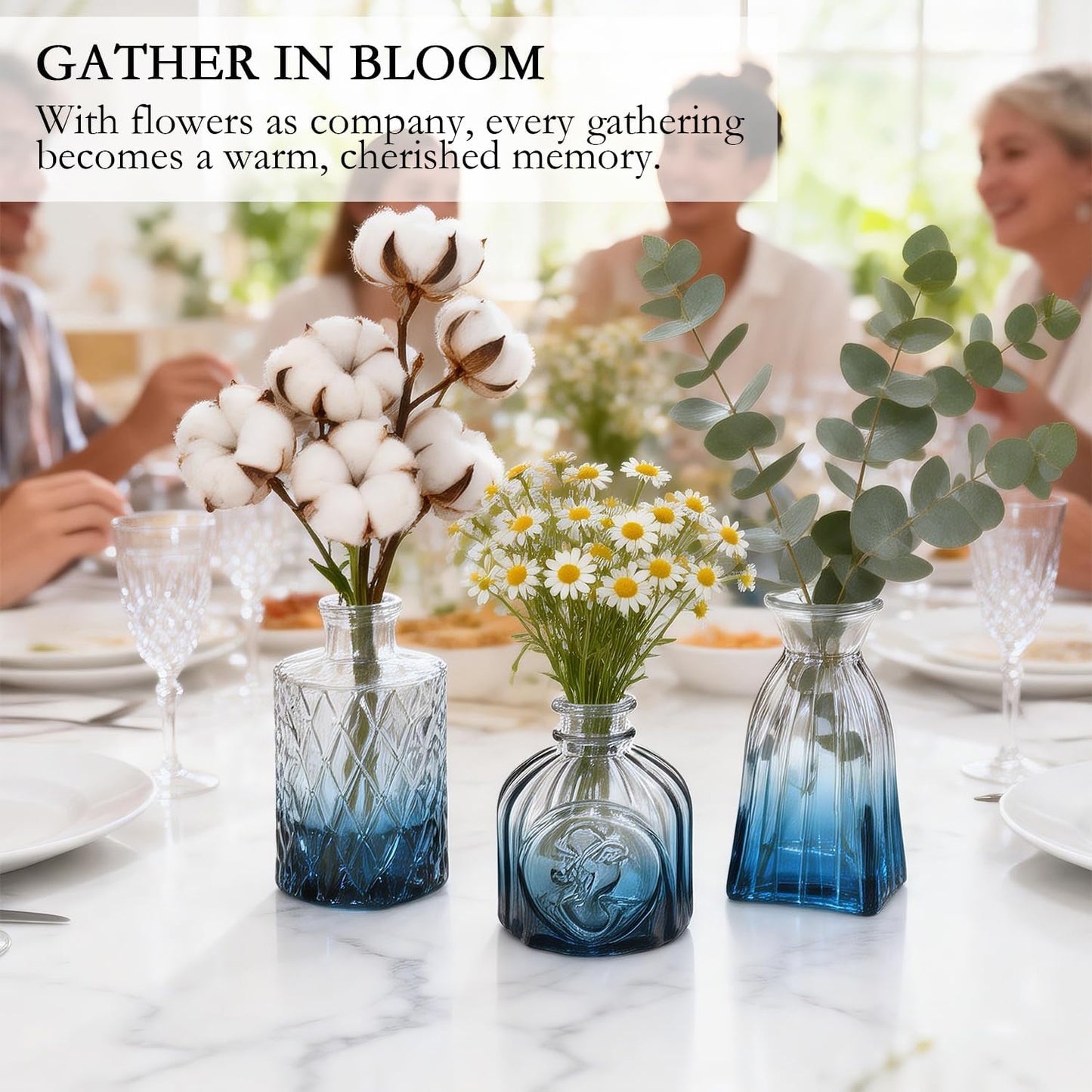 Clear Glass Bud Vase Set of 12 Pcs,Small Bud Vases in Bulk,Glass Crystal Flower Vases Table Centerpieces for Party Event Wedding Decor Baby Shower Decorations (Clear, 12 Pcs)