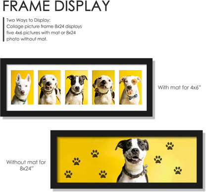DUENPY 14x26 Collage Picture Frame 4x6 Collage Picture Frame Displays Twelve 4x6 inch Photos Available Horizontal Wall Mounting Display and Vertical Black - Colors A