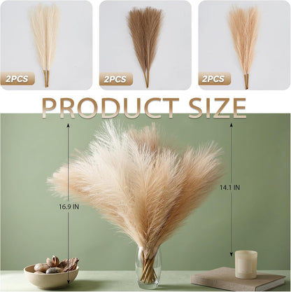 30pcs Pampas Grass Decor,21" Artificial Pompous Grass Bulk,Small Vase Filler Pompas Grass for Home Wedding Living Room Wall Party Decoration (Beige,Light Brown, 21 Inch 30 Pcs)