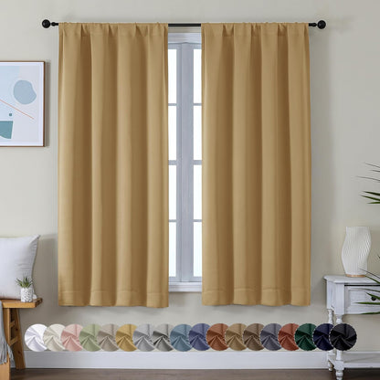 Simplebrand Ava Sage Green Blackout Curtains for Bedroom 63 Inch Length 2 Panels Set, Solid Thermal Insulated Energy Saving Rod Pocket Window Treatment Curtains Blackout Drapes, W40 x L63 Inch, Sage - Colors A