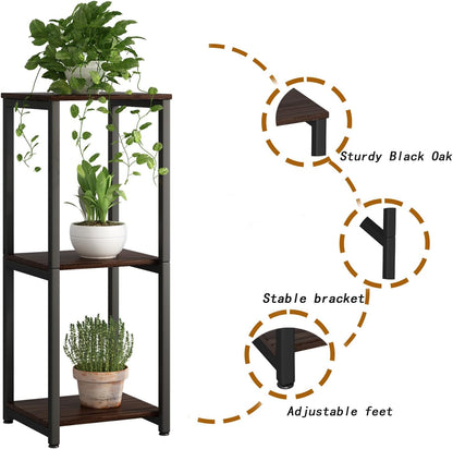 Plant Stand Indoor Corner Tall 2 Tier Metal Modern Flower Storage Plant Shelf Holder for Living Room Balcony Garden,Black (2 Tier-Black Round)