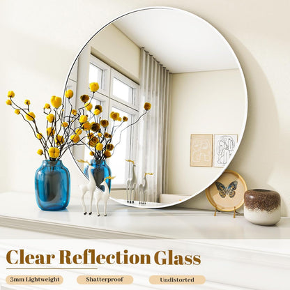 VooBang Large Black Round Bathroom Mirror, 48 inch Circle Wall Mounted Hanging Mirror with Simple Modern Circular Metal Frame for Hallway, Entryway, Living Room, Black Frame