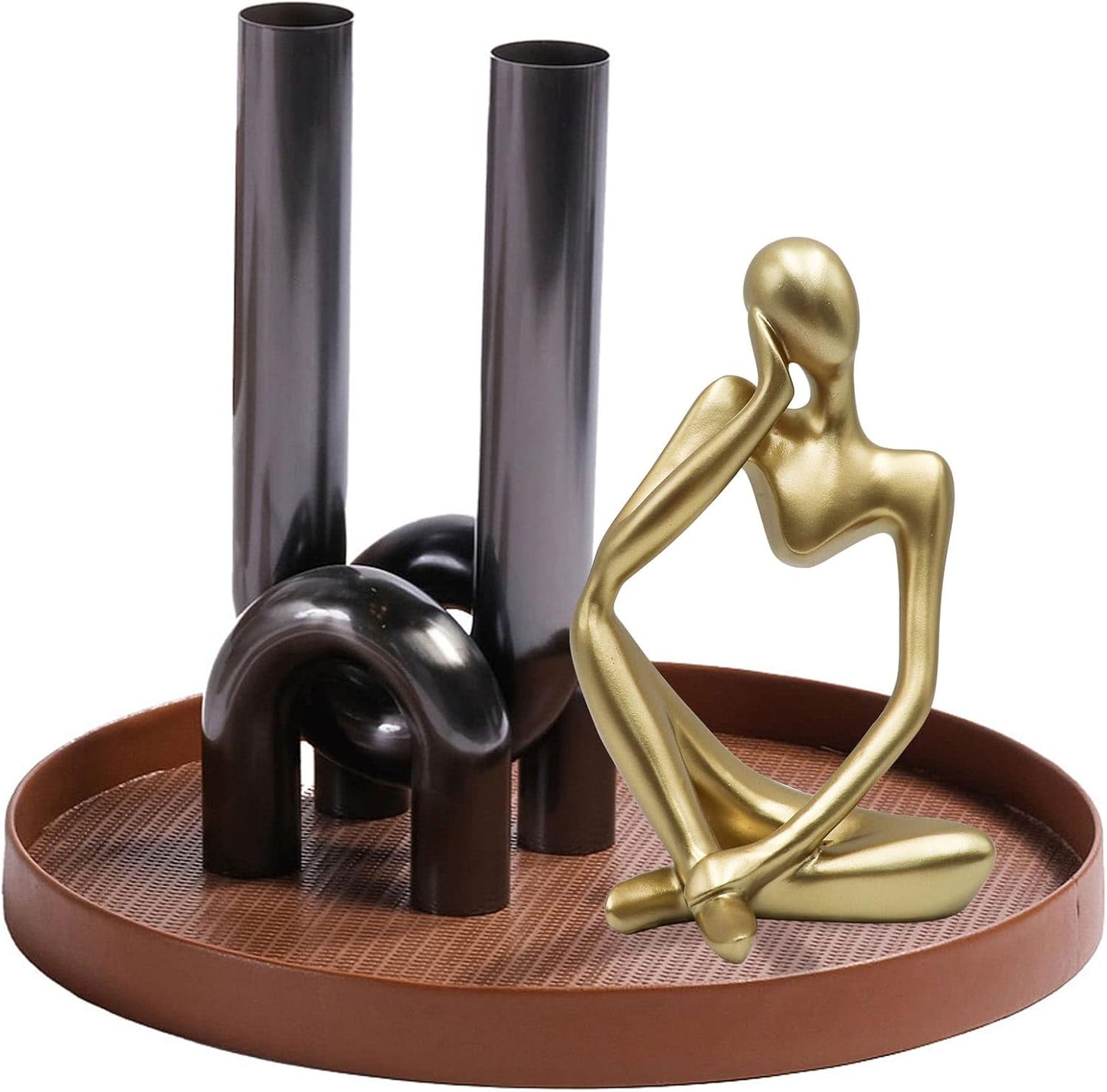 Thinker Statues And Sculptures, Sandstone Resin Thinker Statue Ornaments, Abstract Style Sculptures, Housewarming Gifts, Housewarming Decorations, Living Room Dining Desk Decorations (Right, Small)