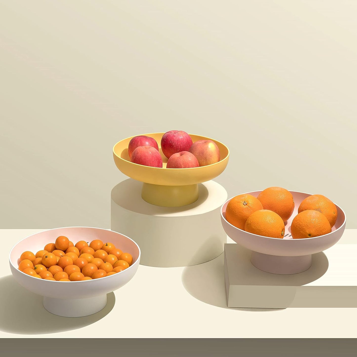 onefitow Fruit bowl Fruit Basket for Kitchen Countertop Storage Baskets Stand Organization, Decor Centerpiece for Kitchen Counter or Dining Room Tables (Pink)