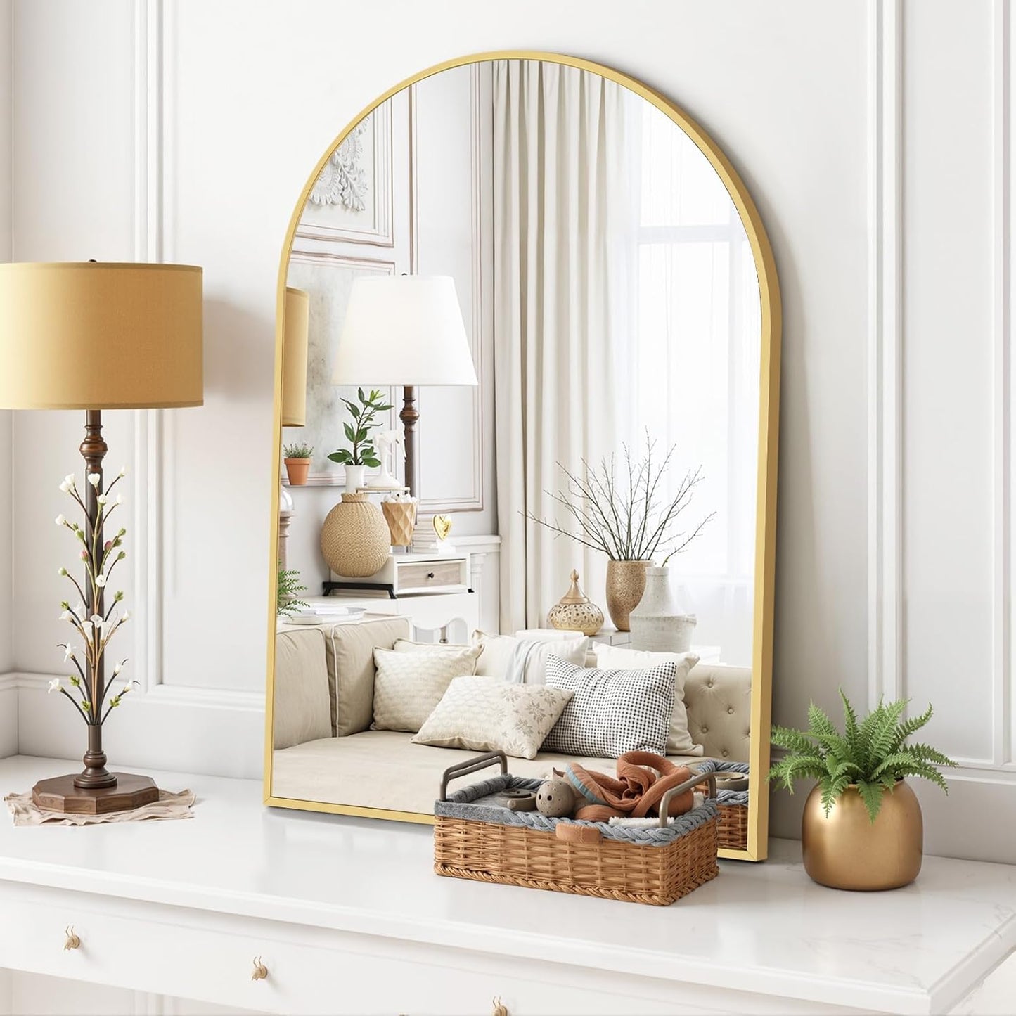 Round Wall Mirror 30 Inch Gold Vanity Mirror with Metal Frame, Modern Circle for Bathroom, Entryway, Bedroom, Living Room, Wall Mounted Decorative Mirrors