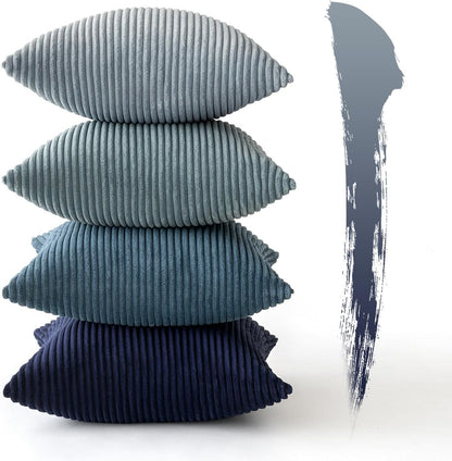 MIULEE Boho Farmhouse Sage Green Throw Pillow Covers 18x18 Inch Set of 4 Mordern Nordic Cushion Covers Soft Corduroy Spring Home Decor for Couch Bed Sofa Living Room Forest Green