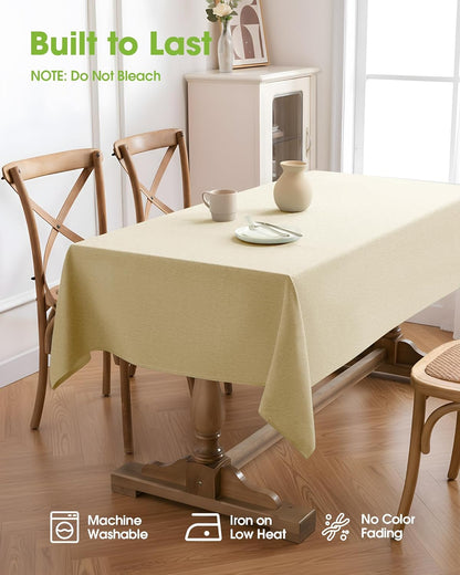 Pureegg Rectangle Linen Tablecloth Waterproof & Stain Resistant, Wrinkle-Free Table Cloth Adds Elegance and Protection, Ideal for Dining, Party, Wedding and Outdoor, 52 x 70 Inch, Sage Green