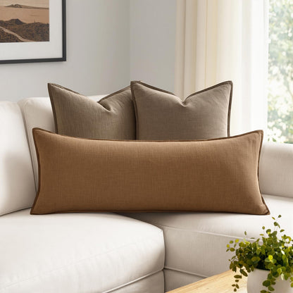 MIULEE Decorative Long Lumbar Throw Pillow Cover for Bed 14x36 Natural Beige Boho Farmhouse Neutral Couch Pillowcase Pack of 1 Accent Modern Sofa Cushion Livingroom Home Decor (Covers Only)