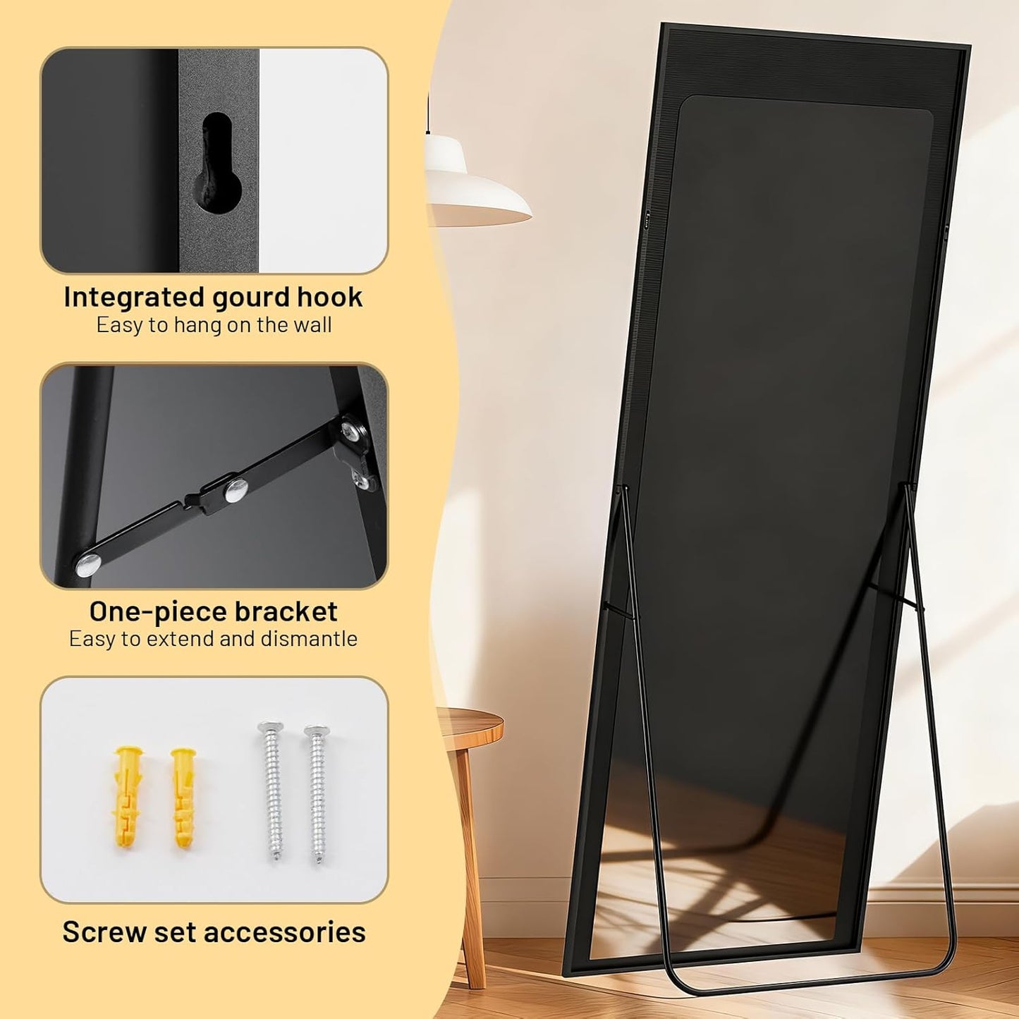 Simple Deluxe Arched Full Length Mirror, 71"x26"Large Floor Mirrors, for Wall Door Bedroom Bathroom Living Room (Gold)