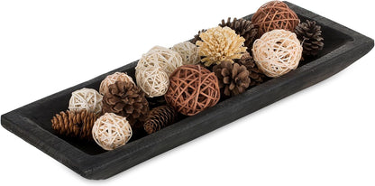 Hanobe Decorative Wooden Dough Bowl: Wood Bowl Decor for Entry Table Decor Coffee Table DecorDining Room Kitchen Decor, Brown