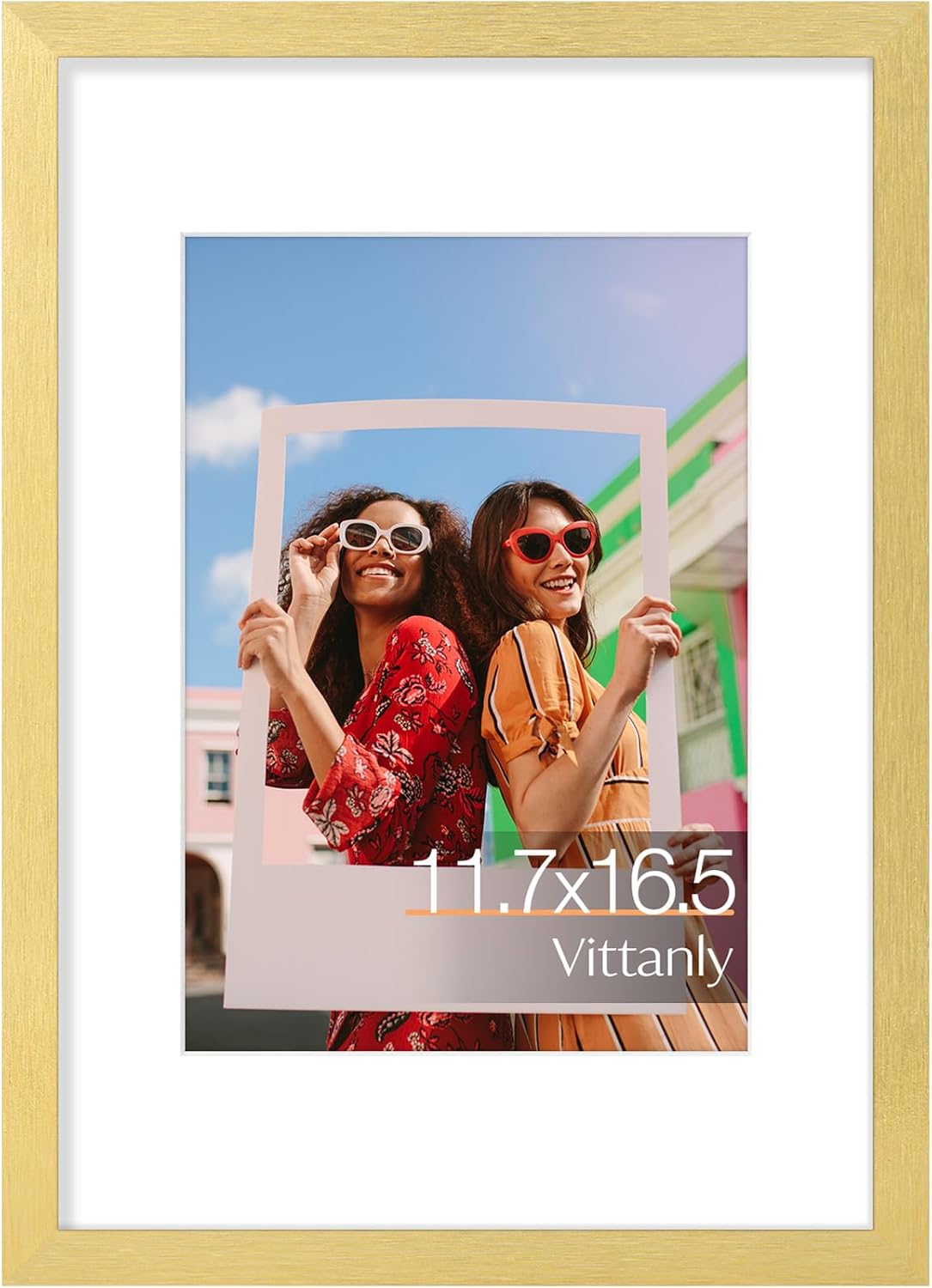 Vittanly 11x14 Picture Frame, Display Pictures 8x10 with Mat or 11x14 without Mat, Photo Frame for Wall Mounting, Black, 1 Pack - Colors A