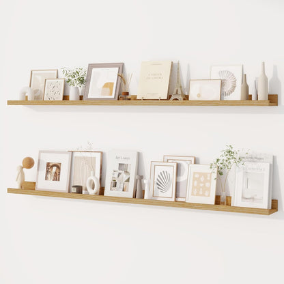 Dreamland Picture Ledge Shelf for Wall, Floating Shelves Set of 2, 48 Inch Long Floating Shelves with Lip for Living Room, Bedroom, Bathroom, Kitchen, White