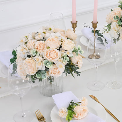 MARTINE MALL 2 Packs Peonies Artificial Flowers, Light Pink Artificial Peonies, Silk Peonies Flowers Fake Peonies Artificial Flowers Peonies Bouquet for Centerpiece Table Wedding Party Home Decor