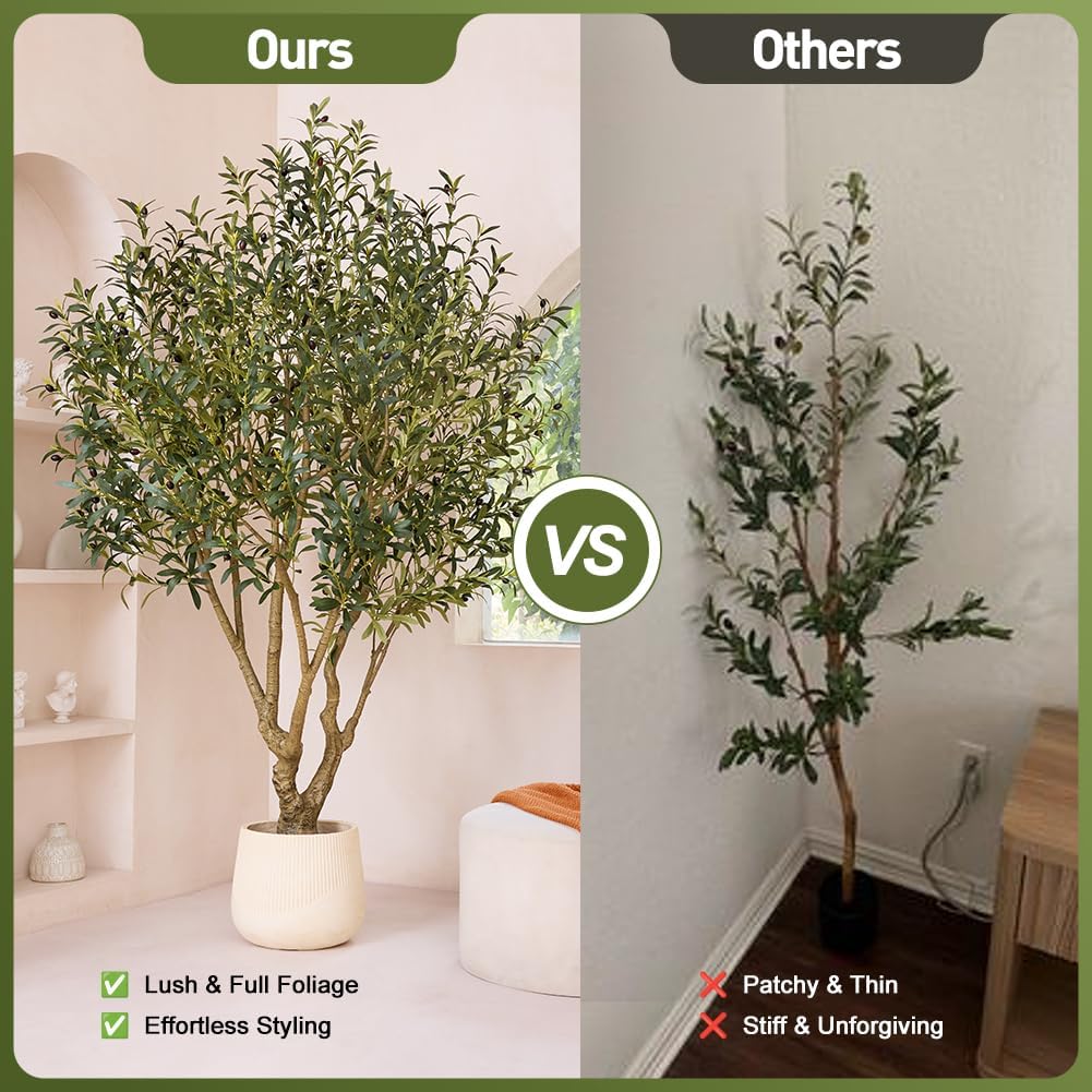 Verinatural Olive Tree Artificial Indoor 6ft - UV Resistant Large Fake Plants - Realistic Faux Olive Tree in Pot - Tall Artificial Plants Outdoor for Home, Patio, Living Room, Office Decor,VN138