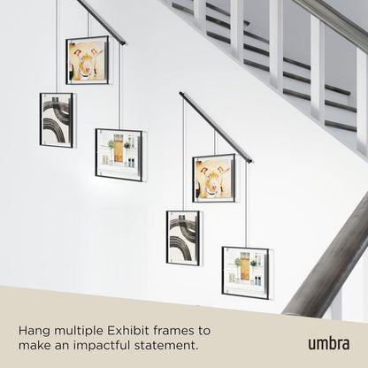 Umbra Exhibit Picture Frame Gallery Set, Adjustable Wall Collage Displays Nine Photos (Four 5x7" and Five 8x10"), Set of 9, Black