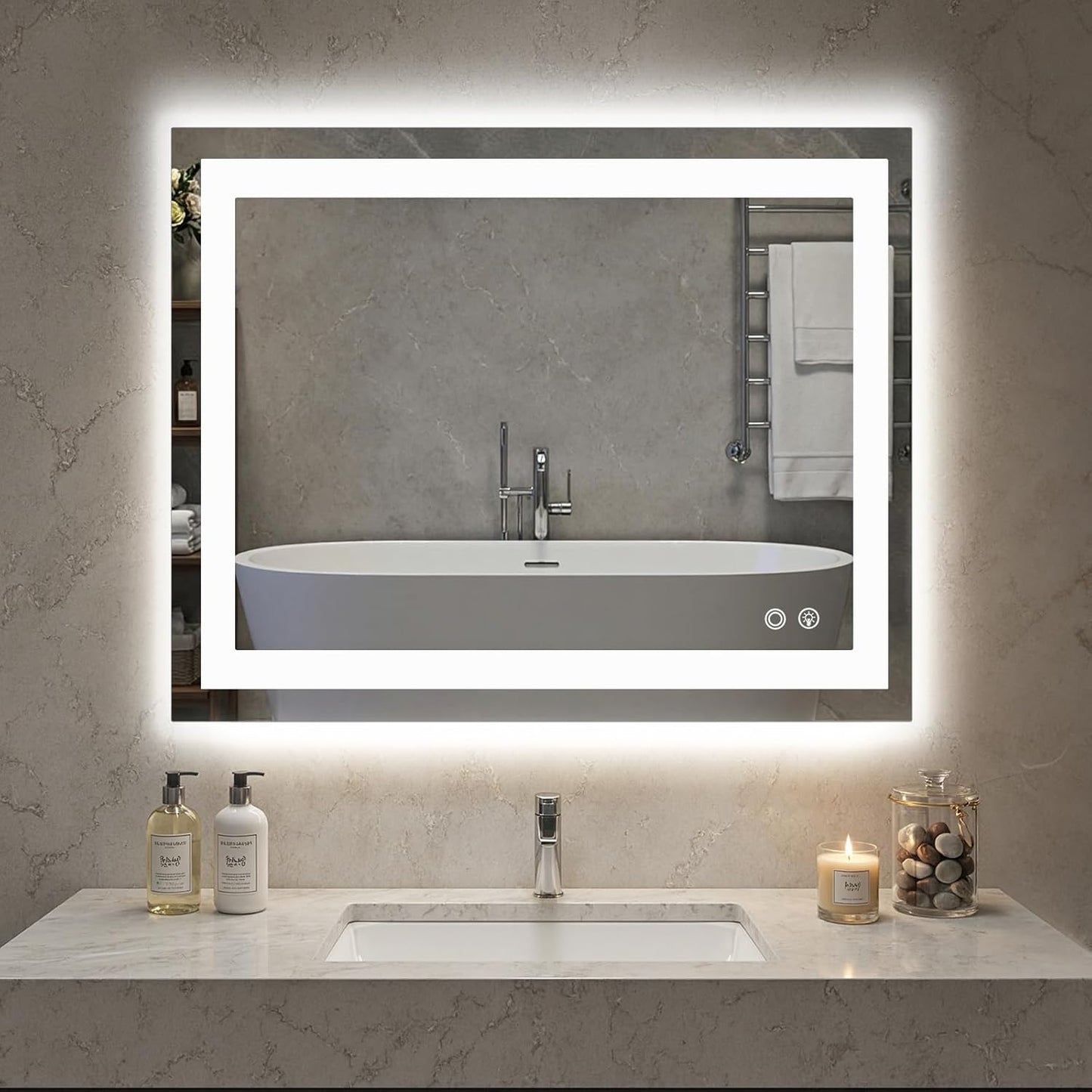 NEWBULIG 20IN Round Bathroom Wall Mirror, Modern Vanity Mirrors for Over Sink, HD Glass Decorative for Entryway, Bedroom & Living Room, Gold