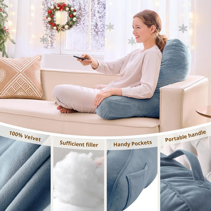 Sasttie Reading Pillows for Sitting in Bed Adult, Back Pillow Bed Sitting Up, Back-Rest Support Cushion for Sit Up on Couch, Sofa, and Floor, Dorm Essentials, Oeko-Tex Certified, Dark Grey
