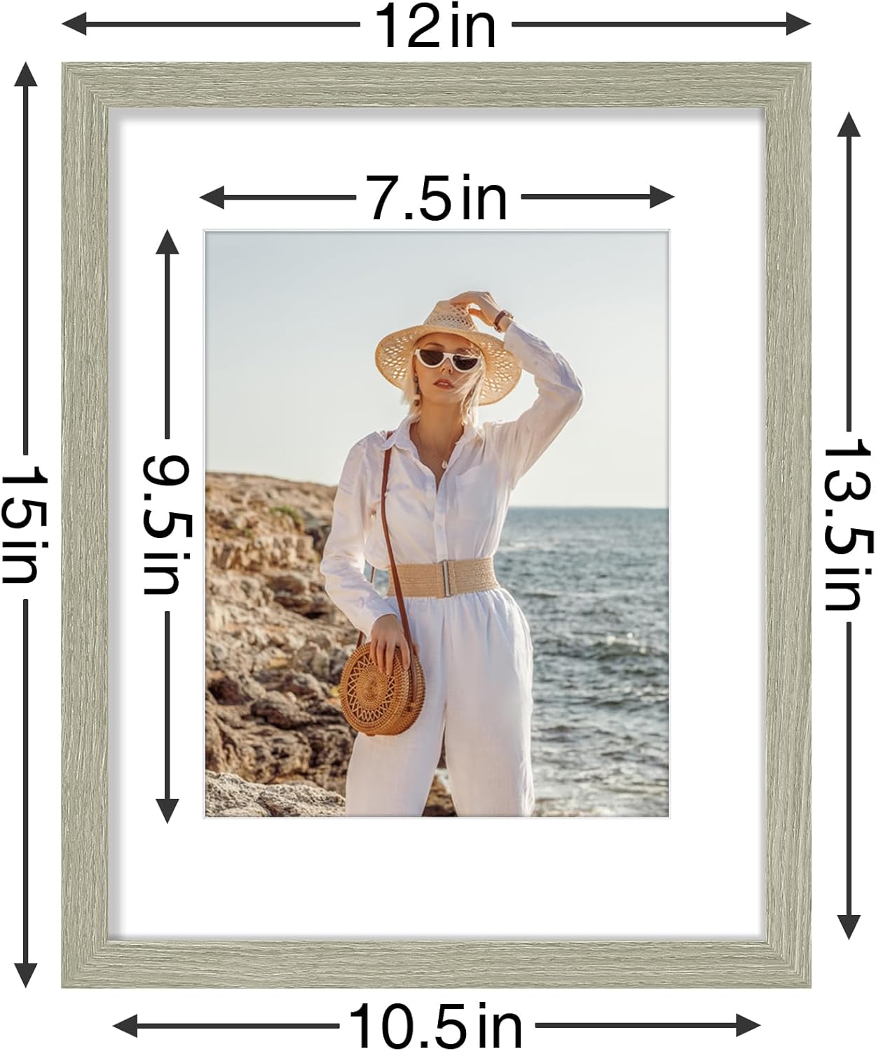 Vittanly 8x10 Picture Frames Set of 9, Shatter Resistant Plexiglass, Display 5x7 Pictures with Mat or 8x10 without Mat, Photo Frames for Wall or Tabletop, Engineered Wood, Black - Colors B
