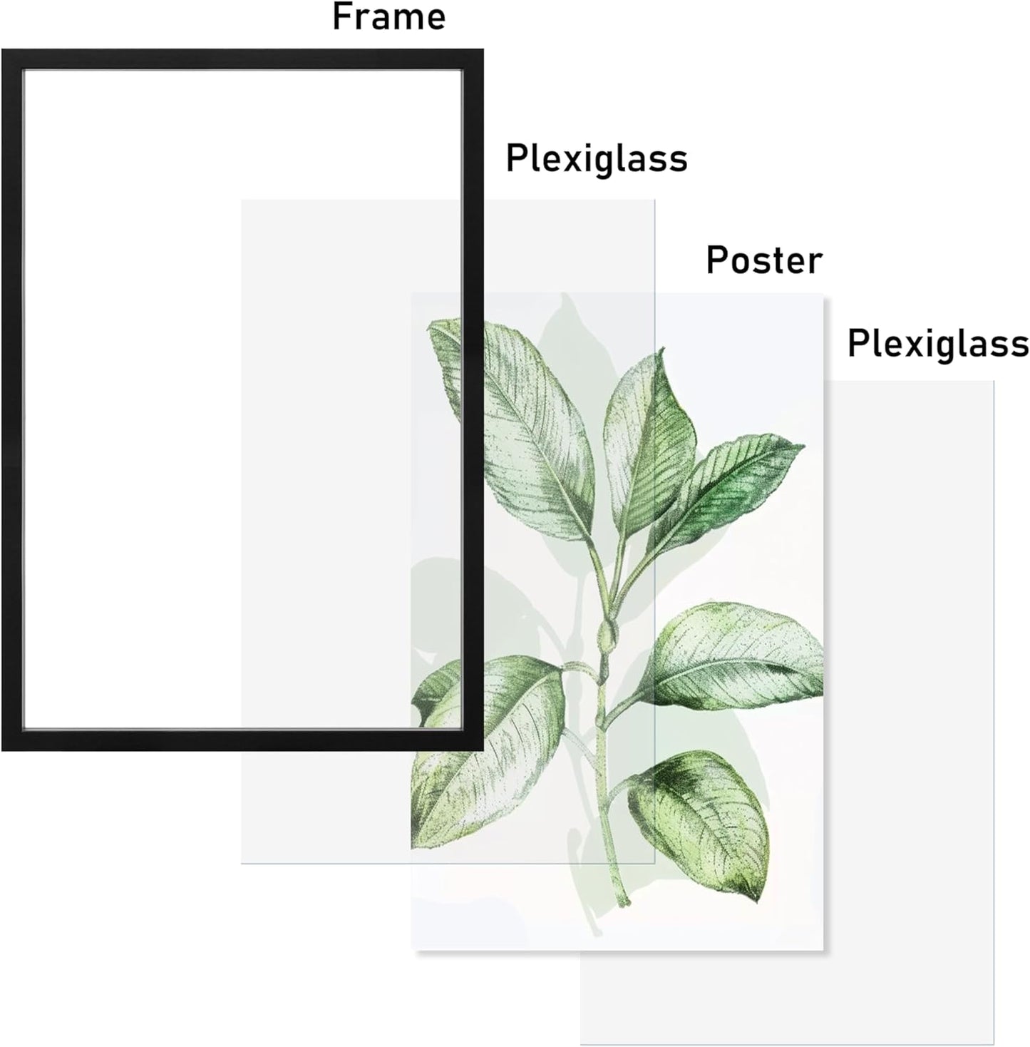 CORE ART 8x10 Floating Picture Frame,Double Plexglass Floating Frame for 5x7,4x6 Pictures,Wall or Tabletop Display,Black