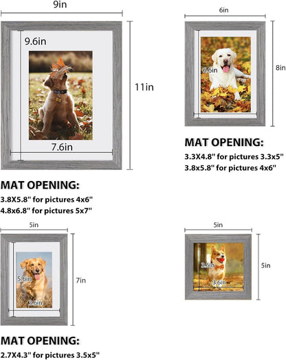 Egofine Picture Frame Set 12 Pack, Picture Frames Collage Wall Decor with Two 11x14, Two 8x10, Four 5x7, Four 4x6 for Wall and Tabletop, Made of Solid Wood, Covered by Plexiglass, Natural Wood