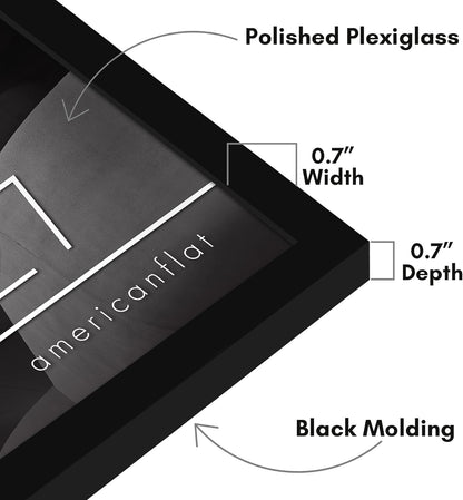 Americanflat 24x36 Poster Frame with Polished Plexiglass - Streamline Collection - Thin Border Picture Frame for Wall Display - Hanging Hardware Included - Black - Colors D