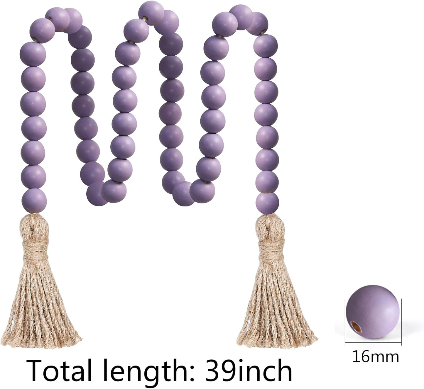 Meplait 39in Wood Bead Garland Farmhouse with Tassels,Versatile Prayer Beads Boho Chic Wall Hanging Home Decor (Black)