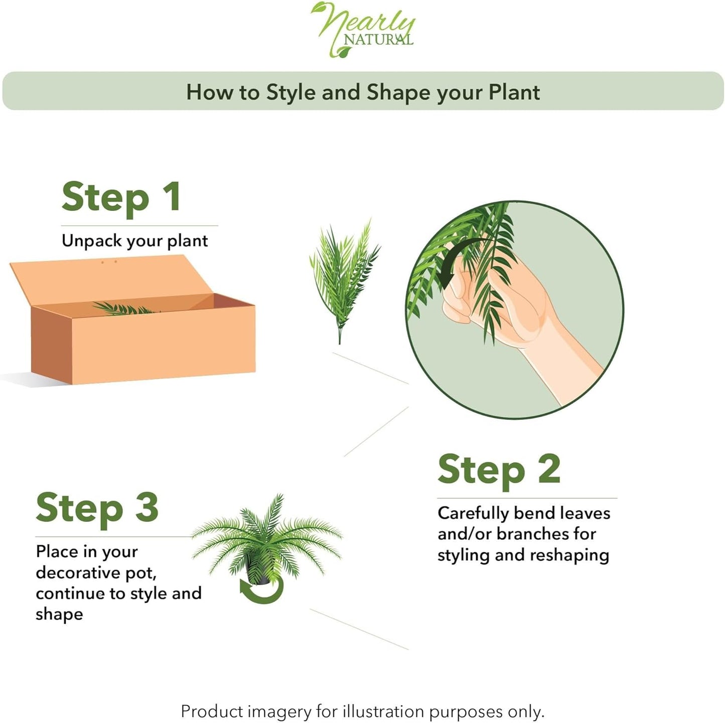 Nearly Natural 48in Artificial Boston Fern (Set of 2), Large Faux Greenery with 67 Lifelike Fronds for Indoor Wall, Shelf, and Home Office Decor
