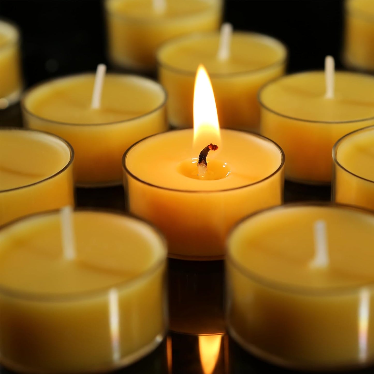 48 Packs Beeswax Tealight Candles, 100% Pure Beeswax Candles | 4-Hour Extended Burn Time | Natural Beeswax Tea Candle in Clear Cup, Perfect for Home Decor,Air Purification,Fragrance