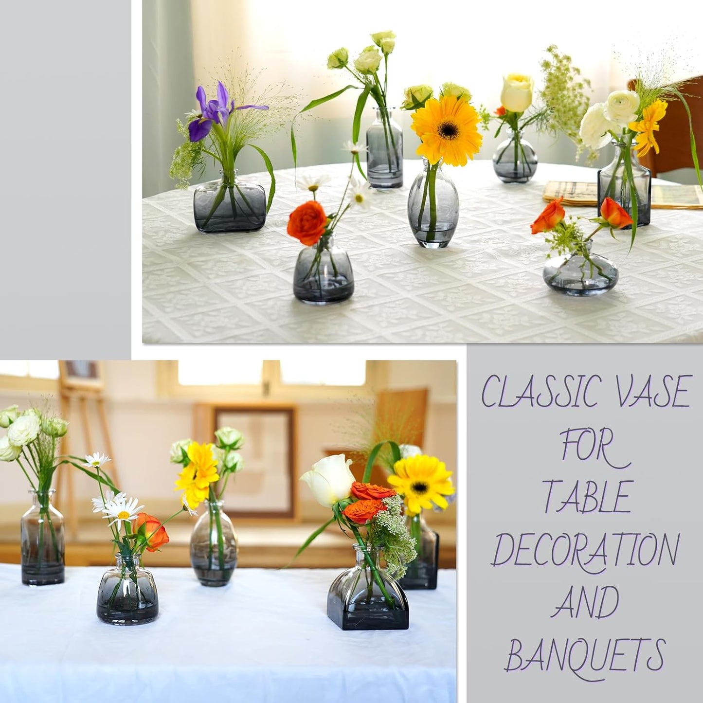Bud Vases Set of 12, Clear Glass Bud Vase in Bulk, Small Vases for Centerpiece Mini Modern Flower Vase Transparent, Wedding Party Table Home Decor